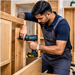 Carpenter repairing furniture