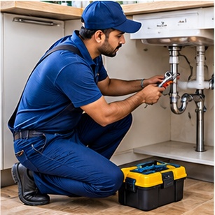 Plumber repairing a fitting